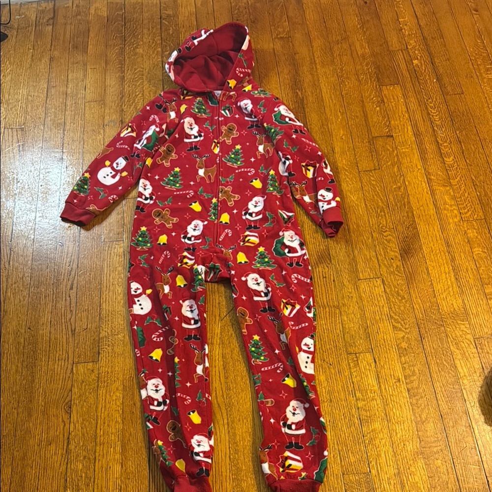 The Children's Place Red Santa Print Kids Footie onesie